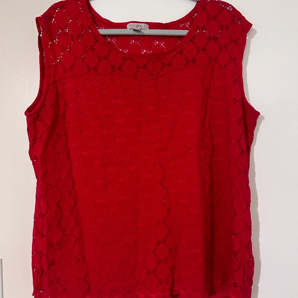 Sleeveless Red Lace Blouse
